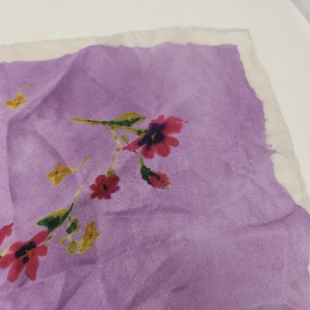 Prada | Women's Purple Printed Silk Twill Foulard Square Floral Printed Scarf